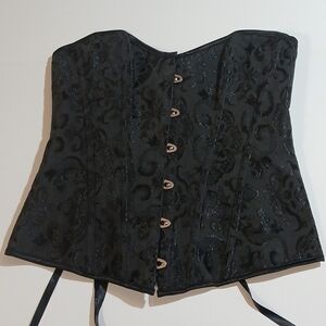 Black Brocade Corset Top Size MNon Stretch